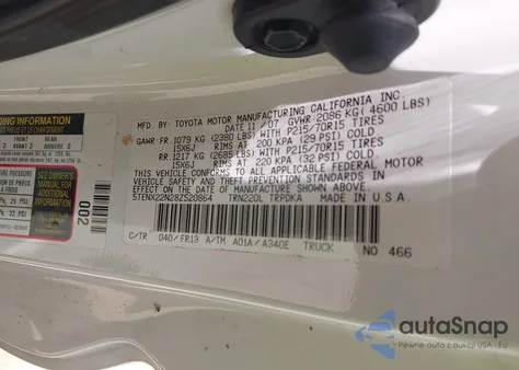 2008 Toyota Tacoma z USA, uszkodzony, nr VIN 5TENX22N28Z520864